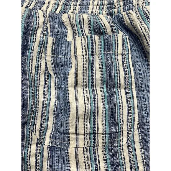 Briggs Linen Blend Blue Striped Pull On High Waist Shorts Relaxed XXL NWT Coasta - Picture 6 of 9